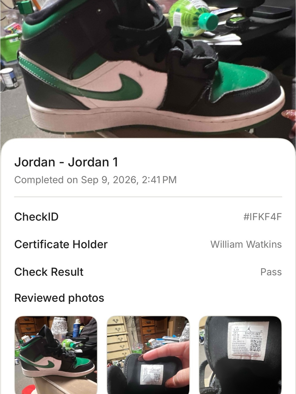 Jordan Kids Sneakers Green Black White